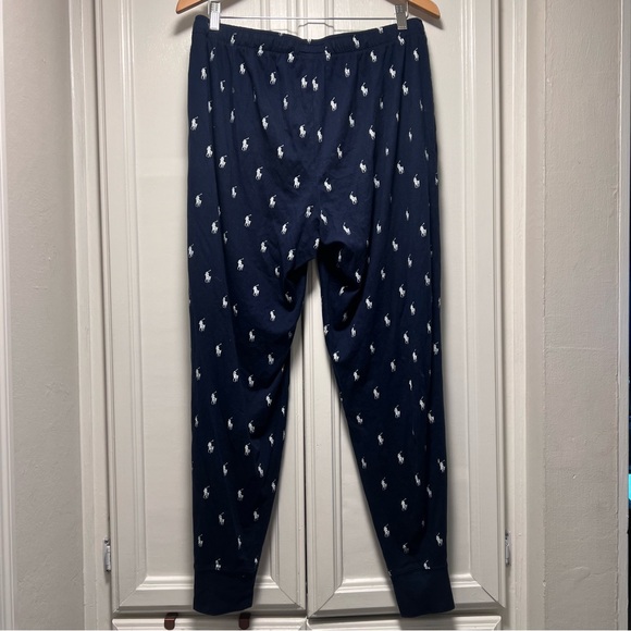Polo Ralph Lauren Pony Print PJ Jogger Navy Blue White Size Large Pajamas - Picture 5 of 5
